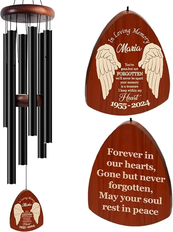 Angie's Home Store Custom Engraved Wooden Wind Chimes For Memorial