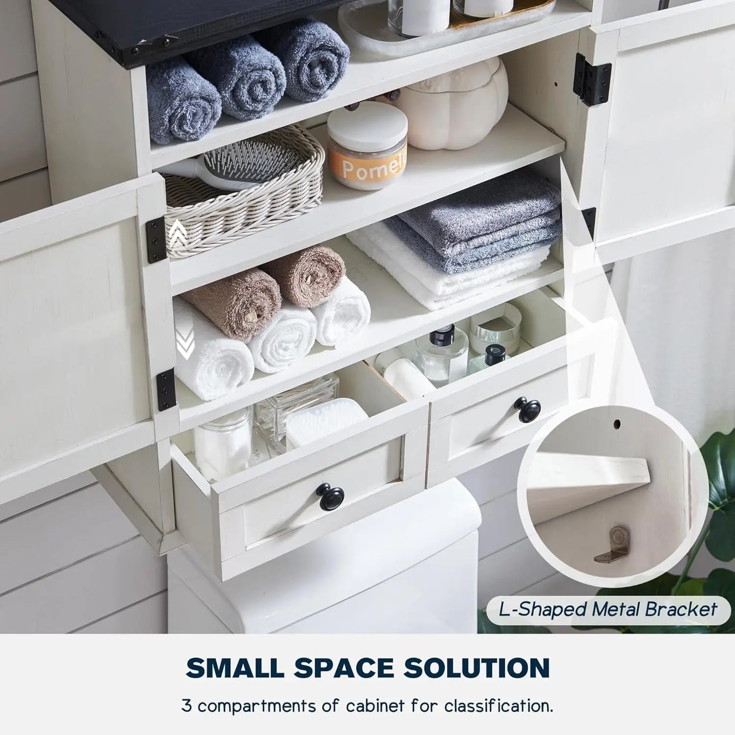 ZHUOTING Farmhouse Bathroom Wall Cabinet With Drawer Double Barn Doors