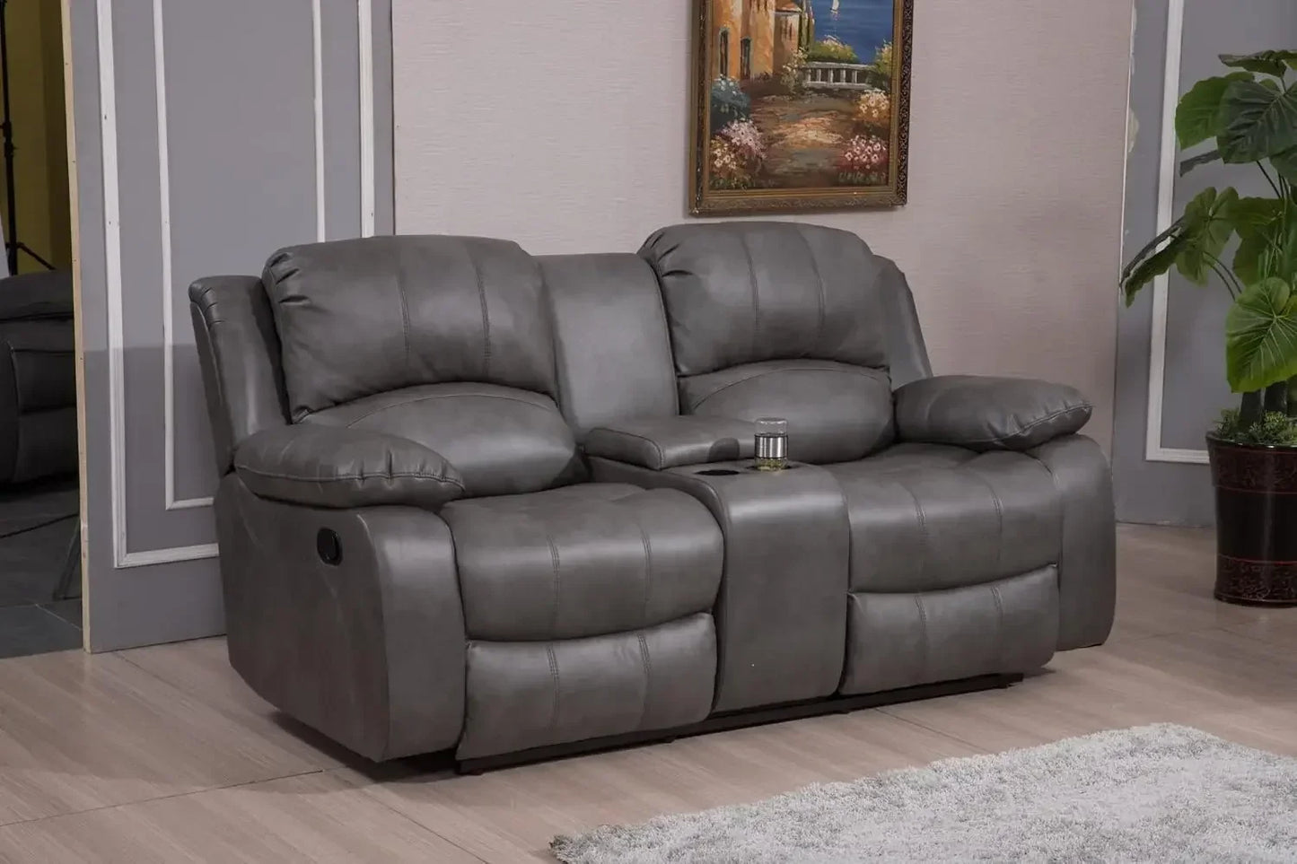 2PC Leather Air Reclining Sofa Loveseat Set 8018 For Home