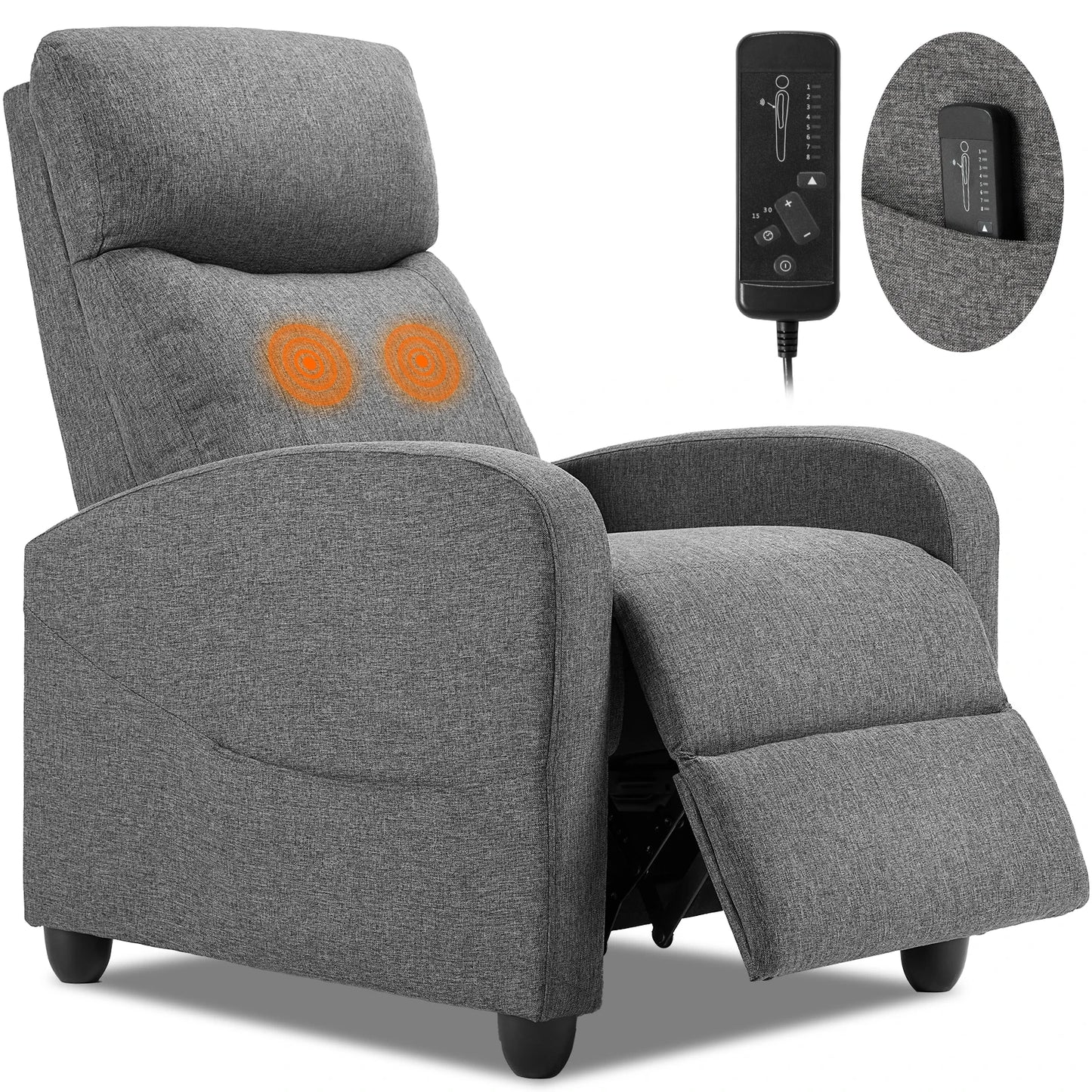 JHK Recliner Chair Massage Sofa With Lumbar Support Backrest