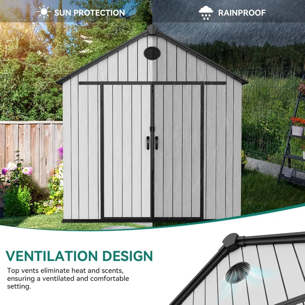 XMSJ Waterproof Outdoor Storage Shed With Floor And Lockable Doors