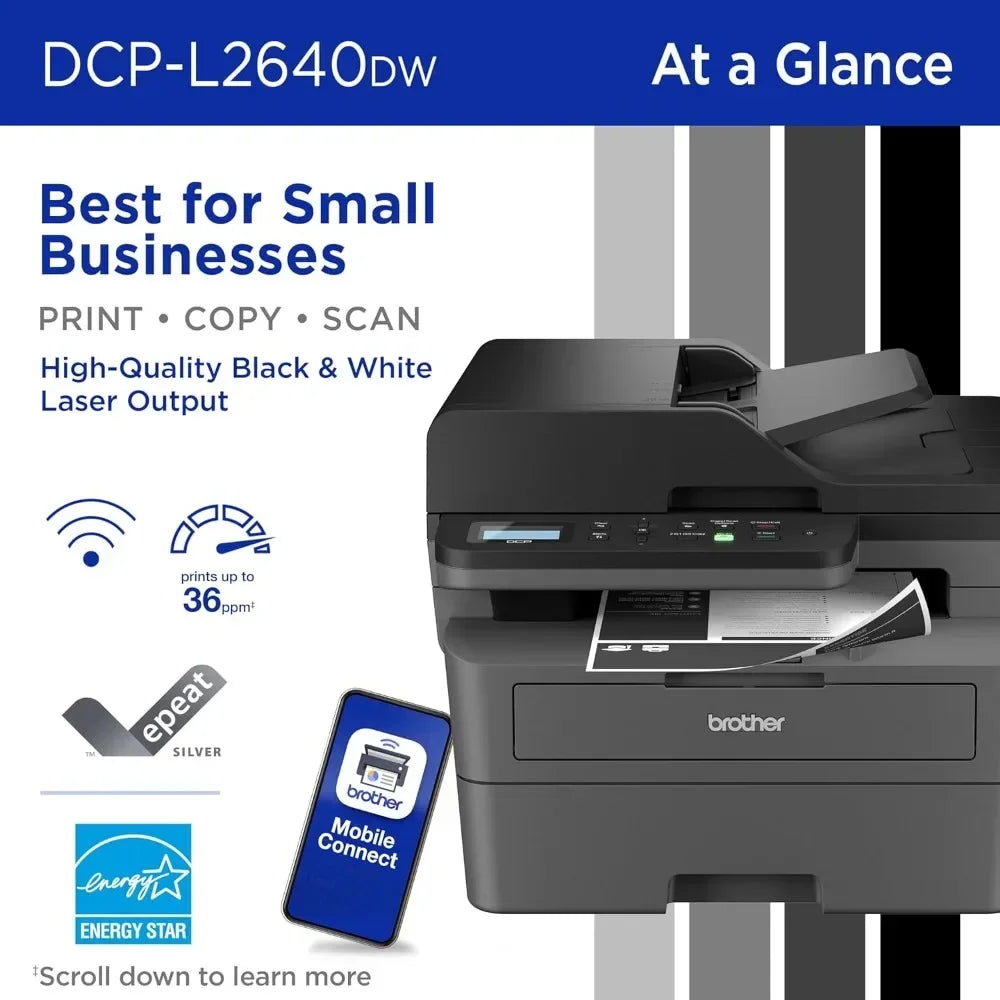 XMSJ Wireless Compact Monochrome Multifunction Laser Printer Copy Scan Duplex
