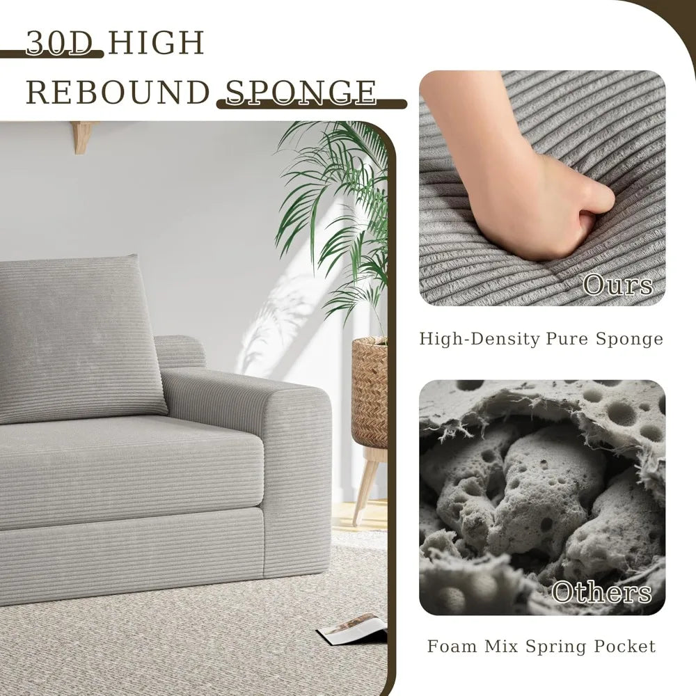 HUANZHUANG Loveseat Sleeper Sofa Bed Modern Corduroy Convertible Couch