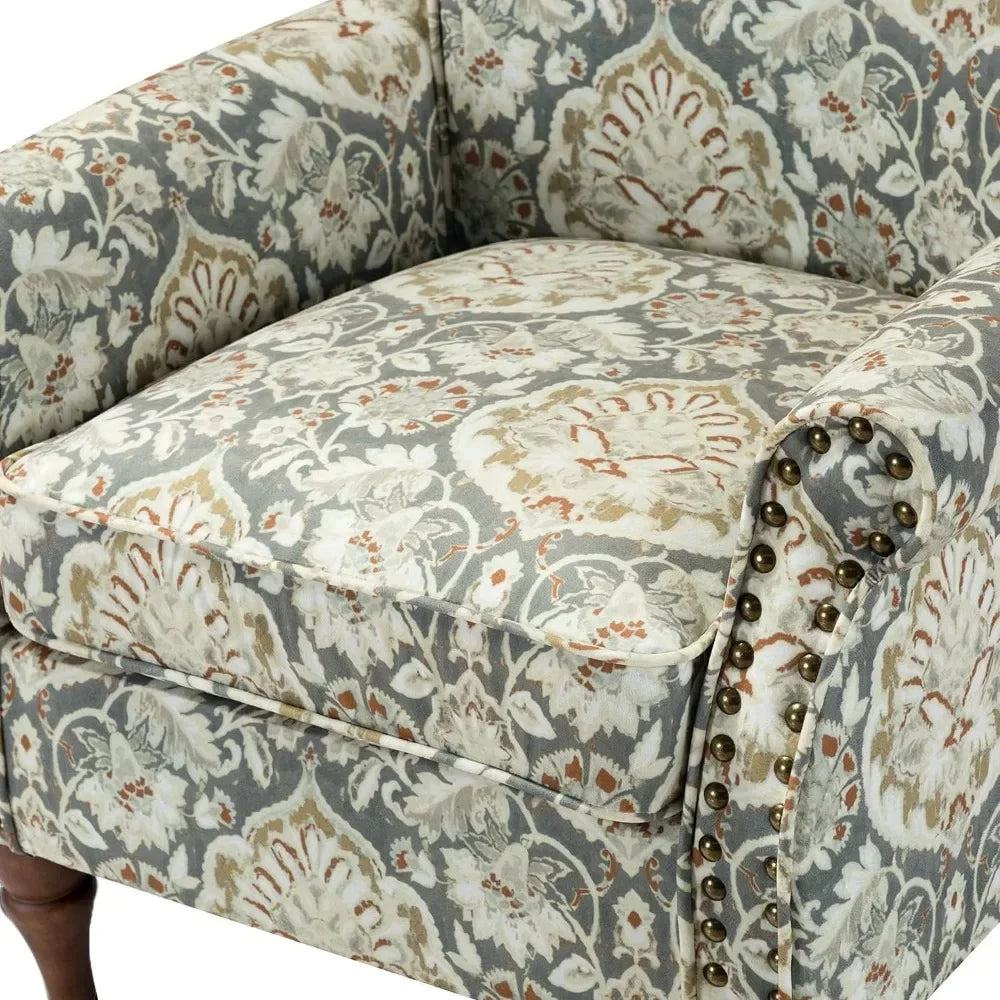 Modern Wingback Accent Chair With Wood Legs And Nailhead Trim