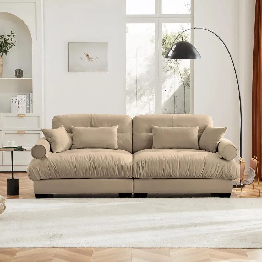 HUANZHUANG Velvet Modular Loveseat Sofa for Living Room