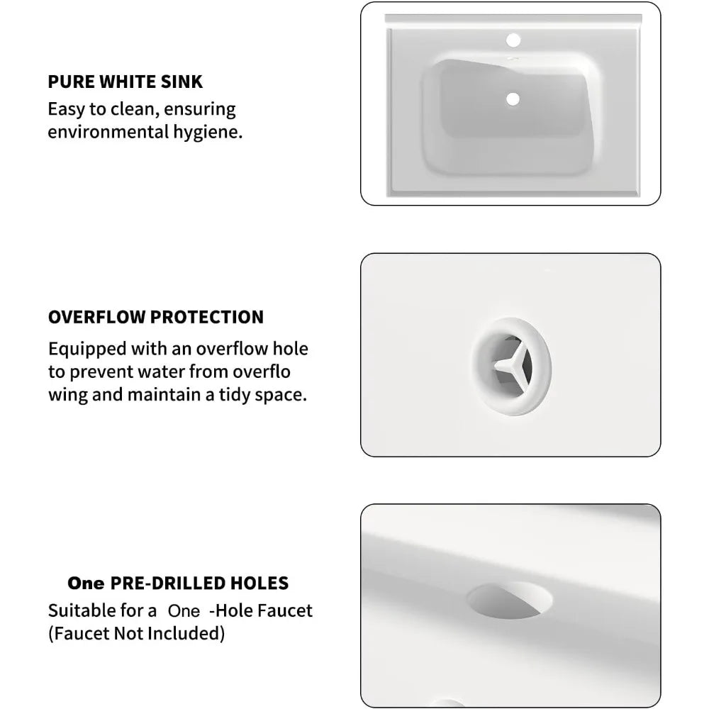 Angduo Bathroom Vanity With Ceramic Sink Cabinet Two Doors