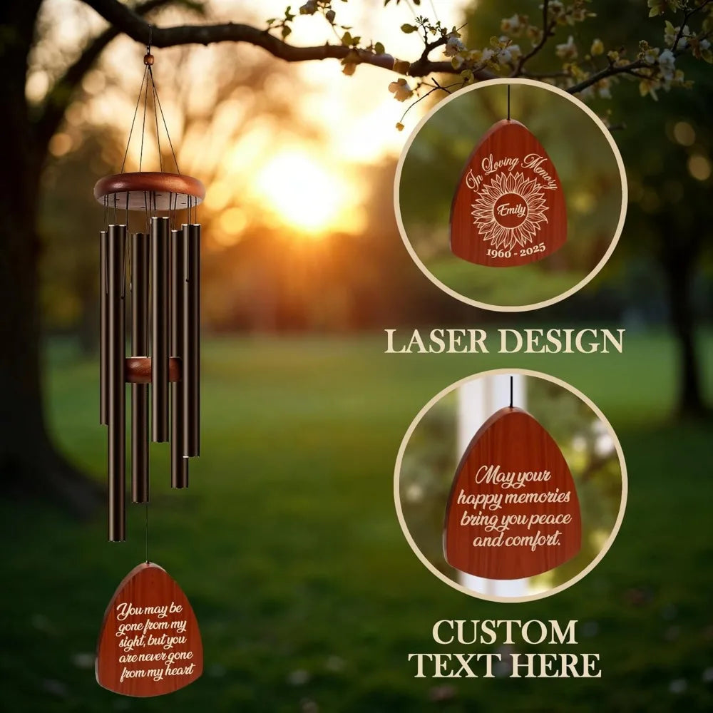 Angie's Home Store Custom Engraved Wooden Wind Chimes For Memorial