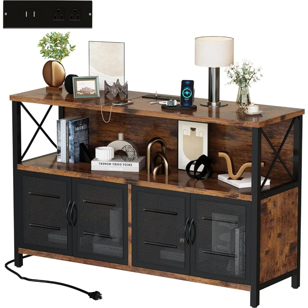 Angie's Home Store Retro Sideboard With USB Port Power Outlet