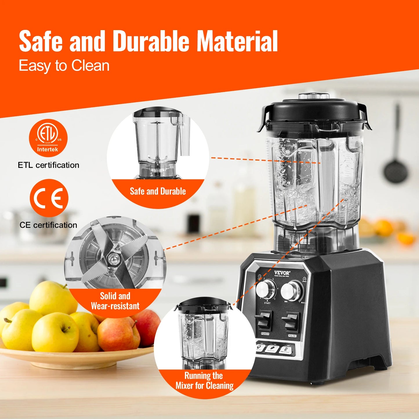 SucceBuy Stainless Steel Countertop Blender For Smoothies And Food