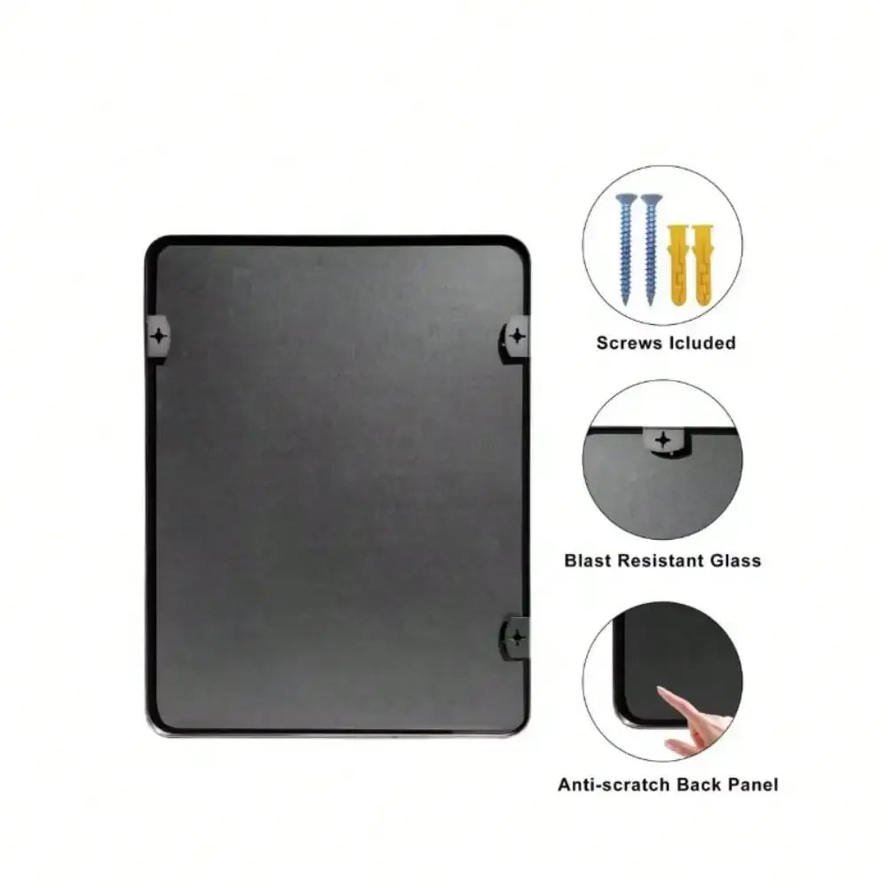 Rectangular Aluminum Frame Wall Mirror With Slim Metal Frame Entryway