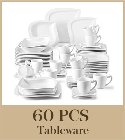 MALACASA Porcelain Dinner Set With Cups And Saucers Tableware