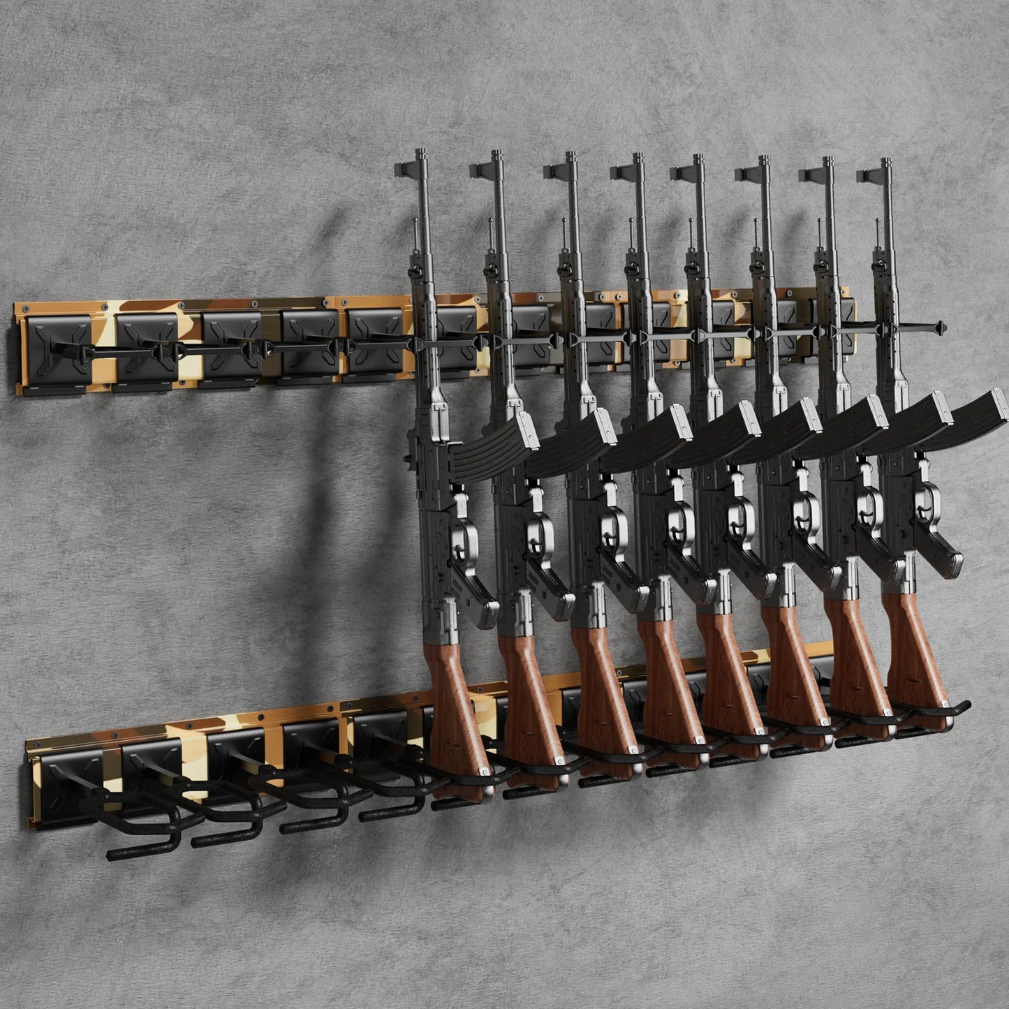 Heavy Duty Steel Gun Rack With Adjustable Slots Wall Mount