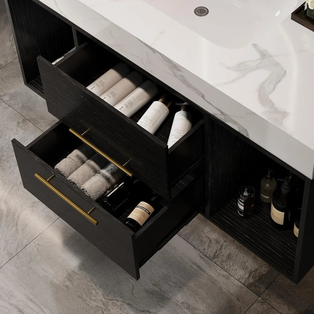 ZHUXIANG Modern Floating Bathroom Vanity With Ceramic Sink Sintered Stone