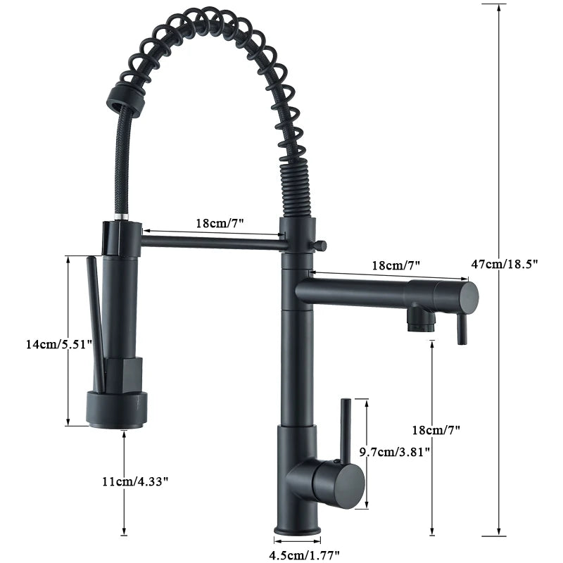 Rozin Brass Pull Down Kitchen Faucet Deck Mounted Dual Spout