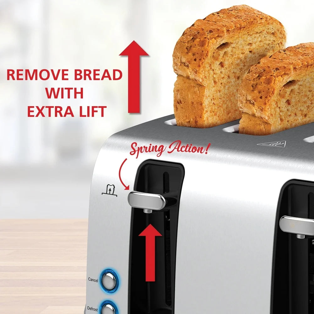 4 Slice Stainless Steel Toaster Bagel Defrost 7 Shade