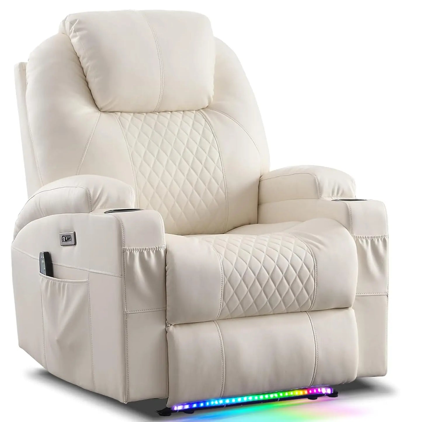 Power Recliner Chair With Massage And Heat Faux Leather Seating