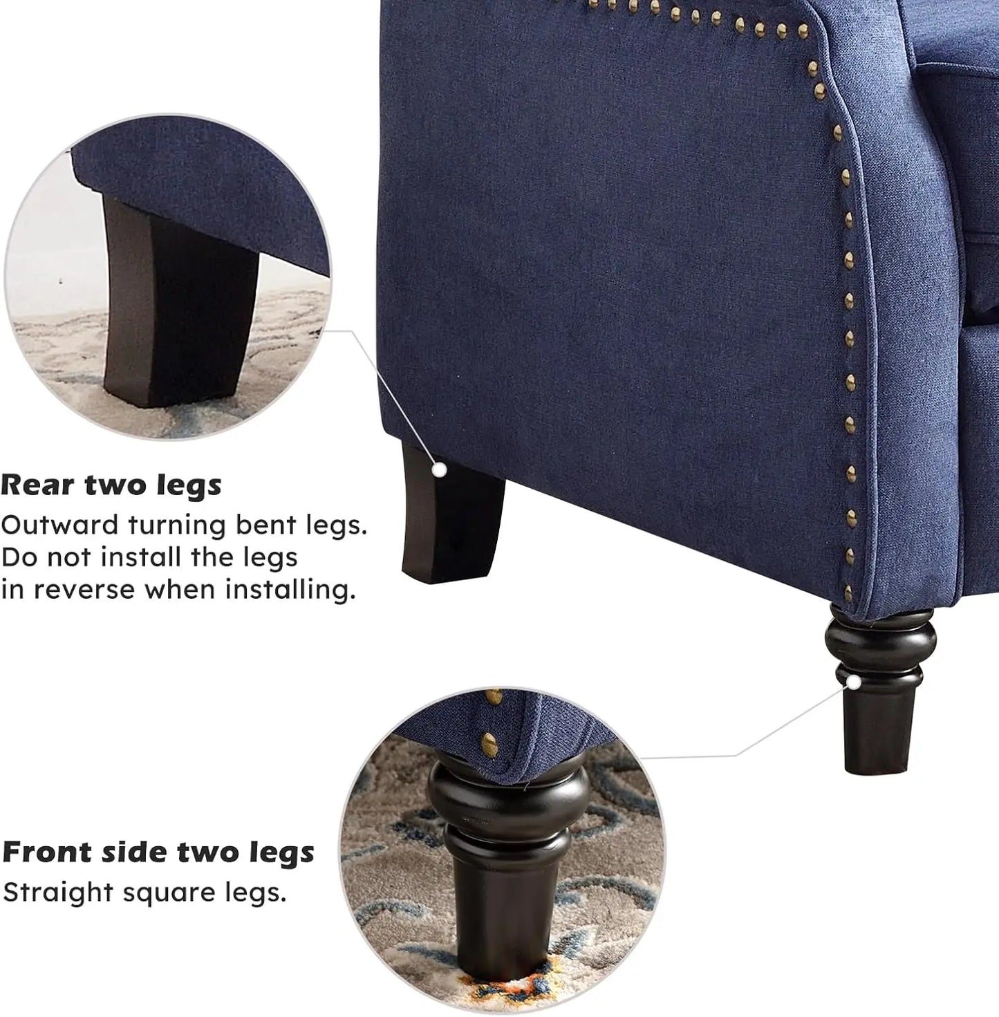 EBELLO Push Back Recliner Chair Fabric Lounge Armchair Living Room