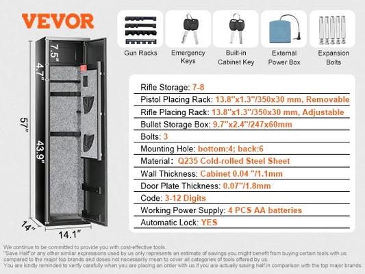 VEVOR Gun Safe With Digital Keypad Lock And Removable Shelf