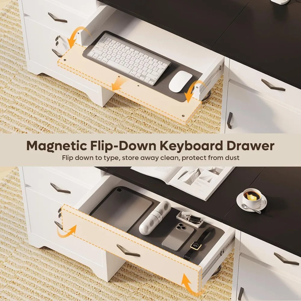 XIAOLANG Modern Office Desk With Lockable Drawers And USB Charging