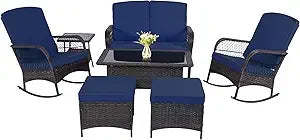 Leveleve Outdoor Rocking Bistro Set 3-Piece With Glass Table