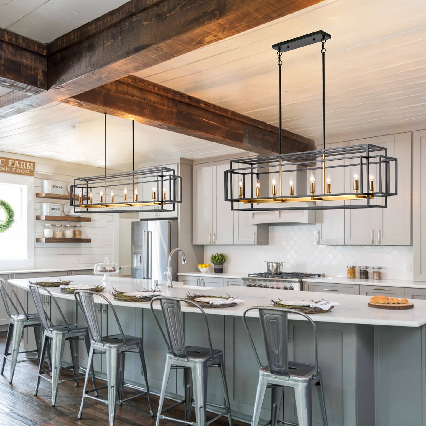 LovingC Retro Industrial Chandelier Pendant Light Dining Room Kitchen Island