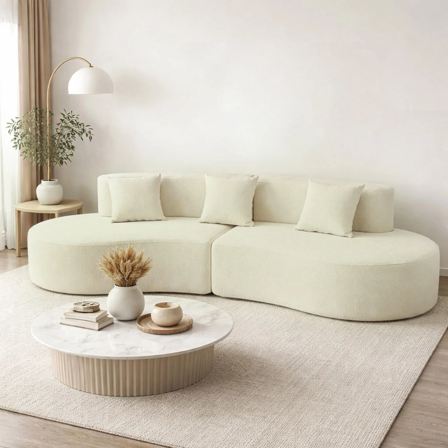 US Modern Curved Four Seat Modular Sectional Half Moon Sofa