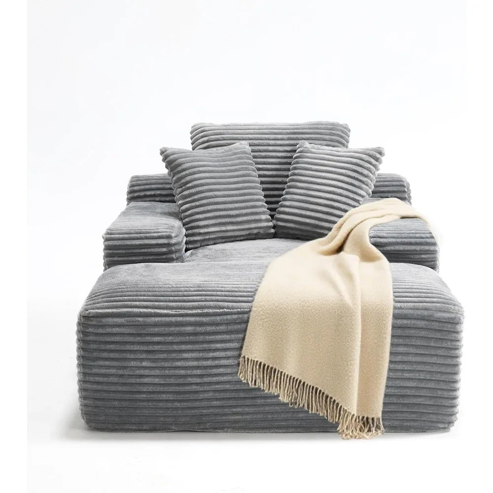 ZHUOTING Cozy Oversized Chaise Lounge Chair With 3 Pillows