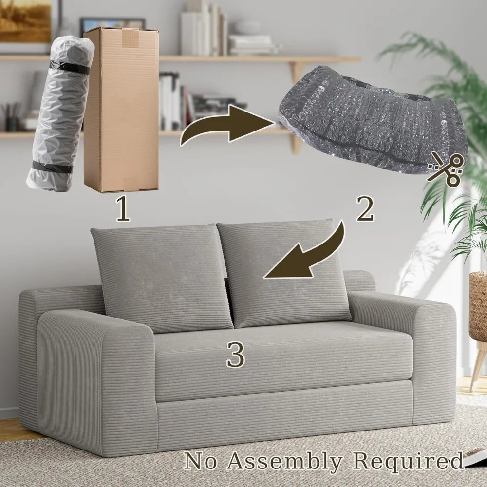 HUANZHUANG Loveseat Sleeper Sofa Bed Modern Corduroy Convertible Couch