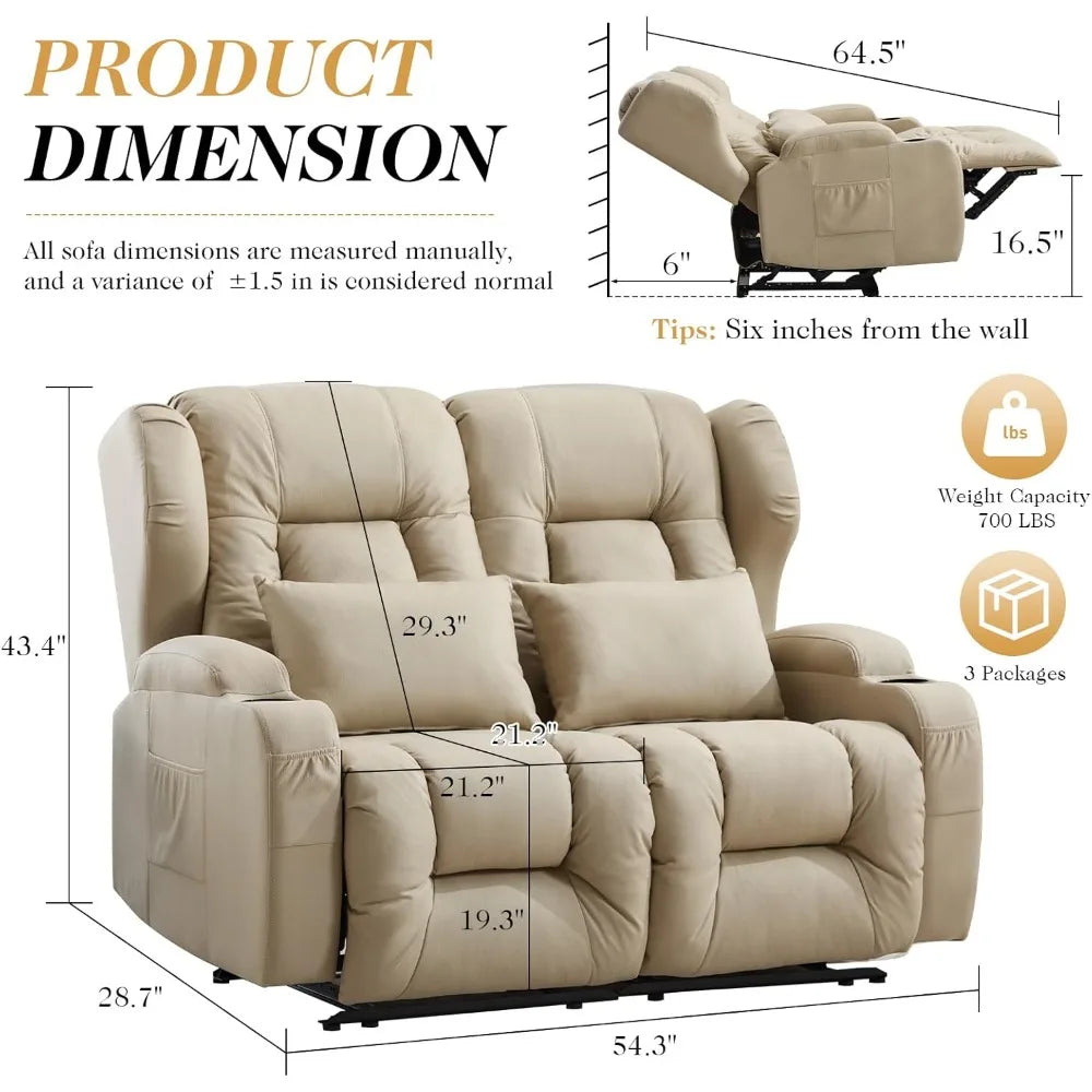 Huanzhuang Loveseat Recliner Sofa Wall Hugger for Small Spaces