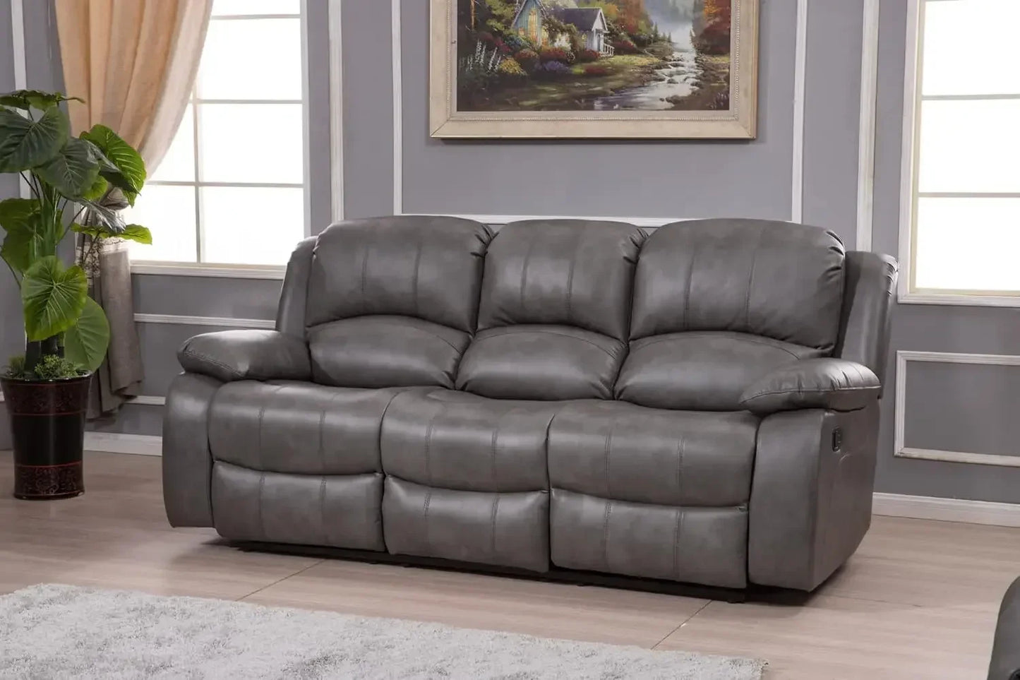 2PC Leather Air Reclining Sofa Loveseat Set 8018 For Home