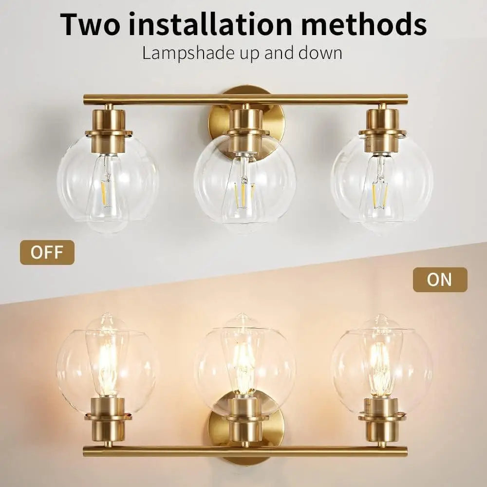 XMSJ Modern 3 Light Vanity Fixture With Clear Globe Shade