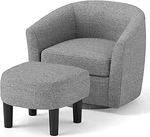 RBXC Swivel Barrel Chair With Ottoman And Footrest