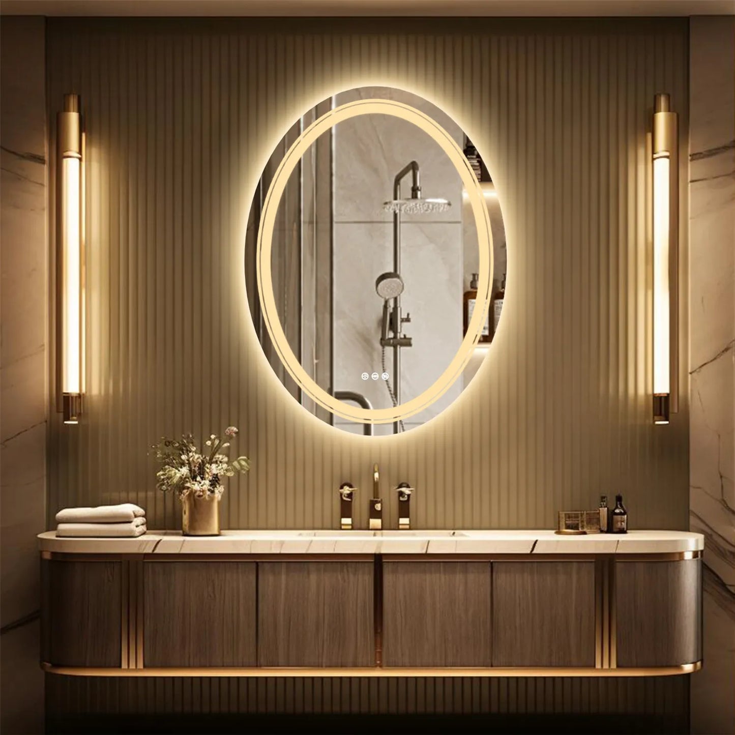 Wisfor Oval LED Dimmable Wall Mounted Makeup Mirror With Demist