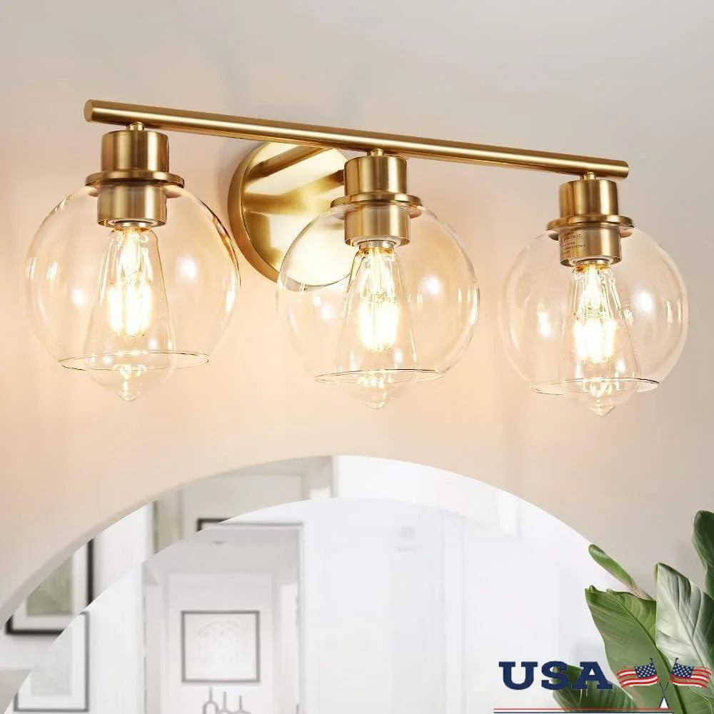 XMSJ Modern 3 Light Vanity Fixture With Clear Globe Shade