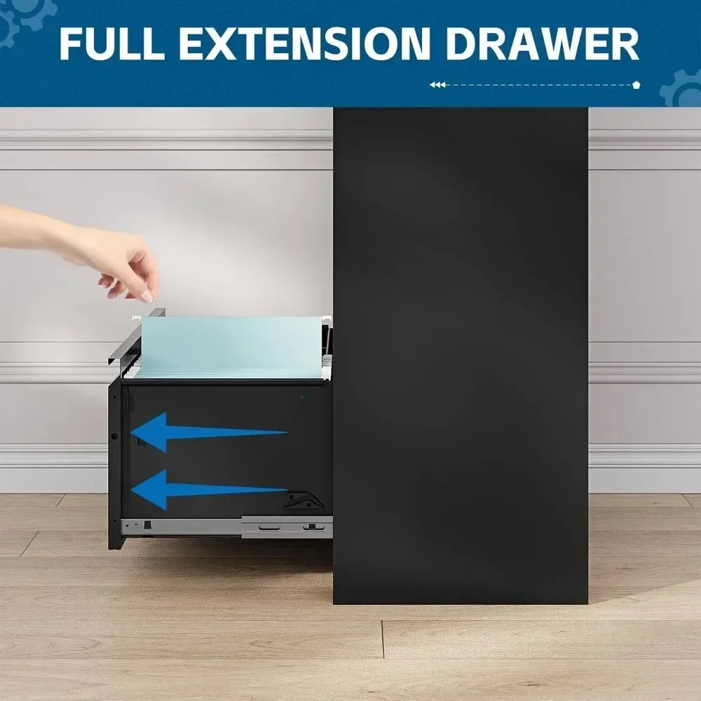2-Drawer Metal File Cabinet With Locking Doors For Home Office
