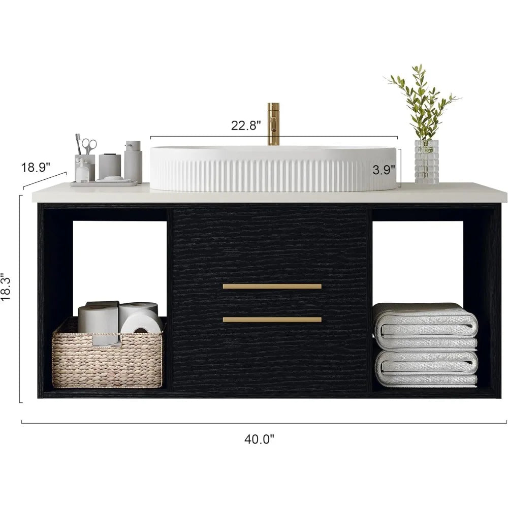 ZHUXIANG Modern Floating Bathroom Vanity With Premium Ceramic Basin