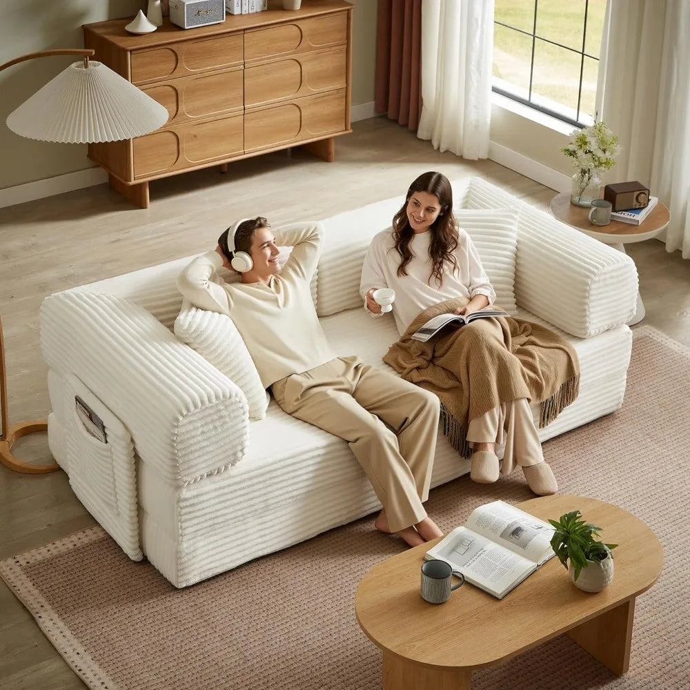 Folding Futon Sofa Bed Couch With Sleeper Corduroy Upholstered