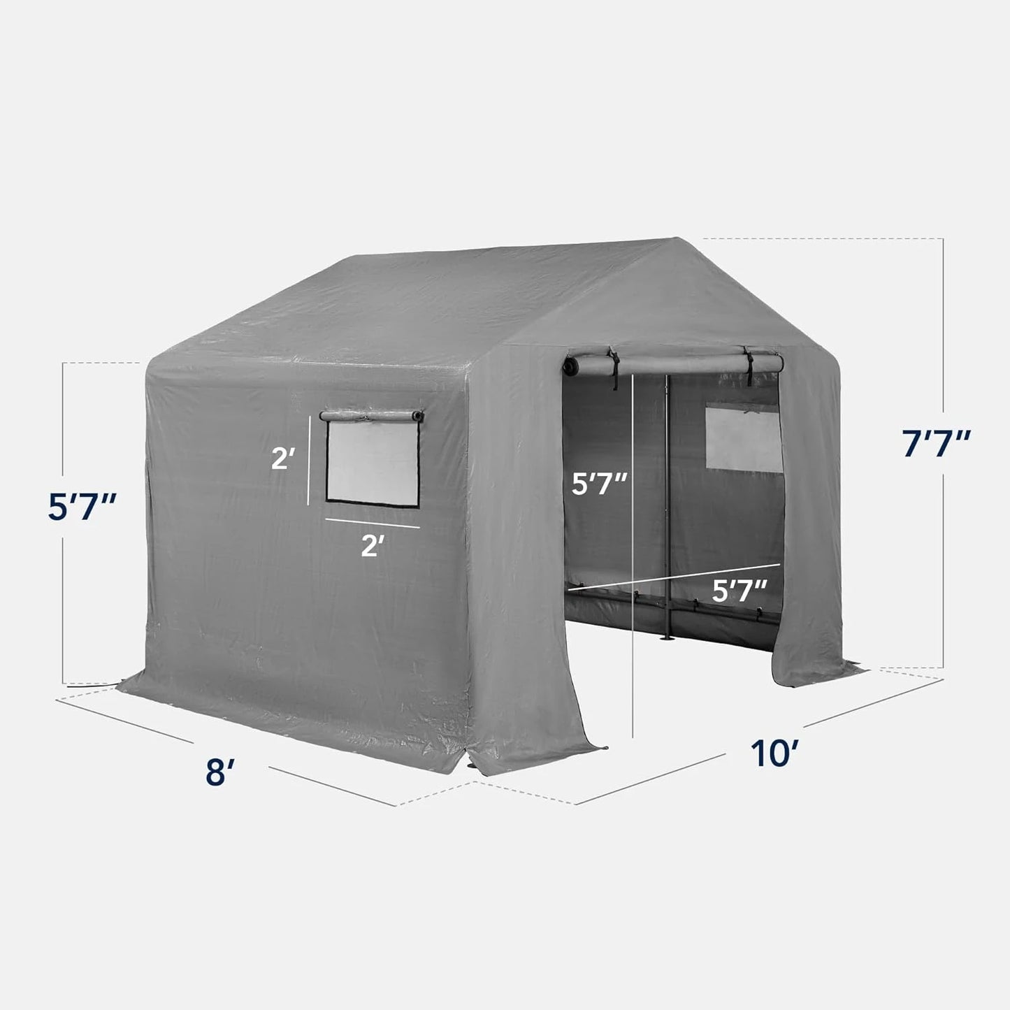 Outdoor Storage Shed Carport Canopy Shelter With Dual Doors Windows