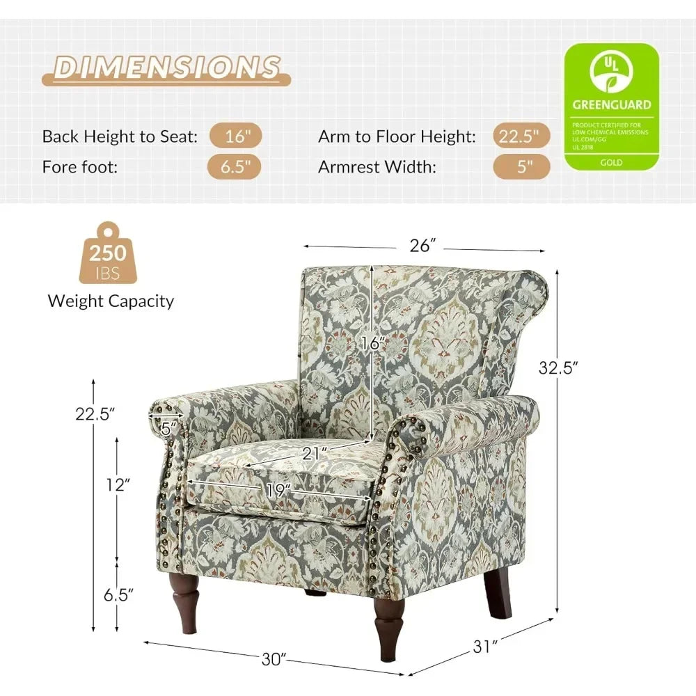 Modern Wingback Accent Chair With Wood Legs And Nailhead Trim