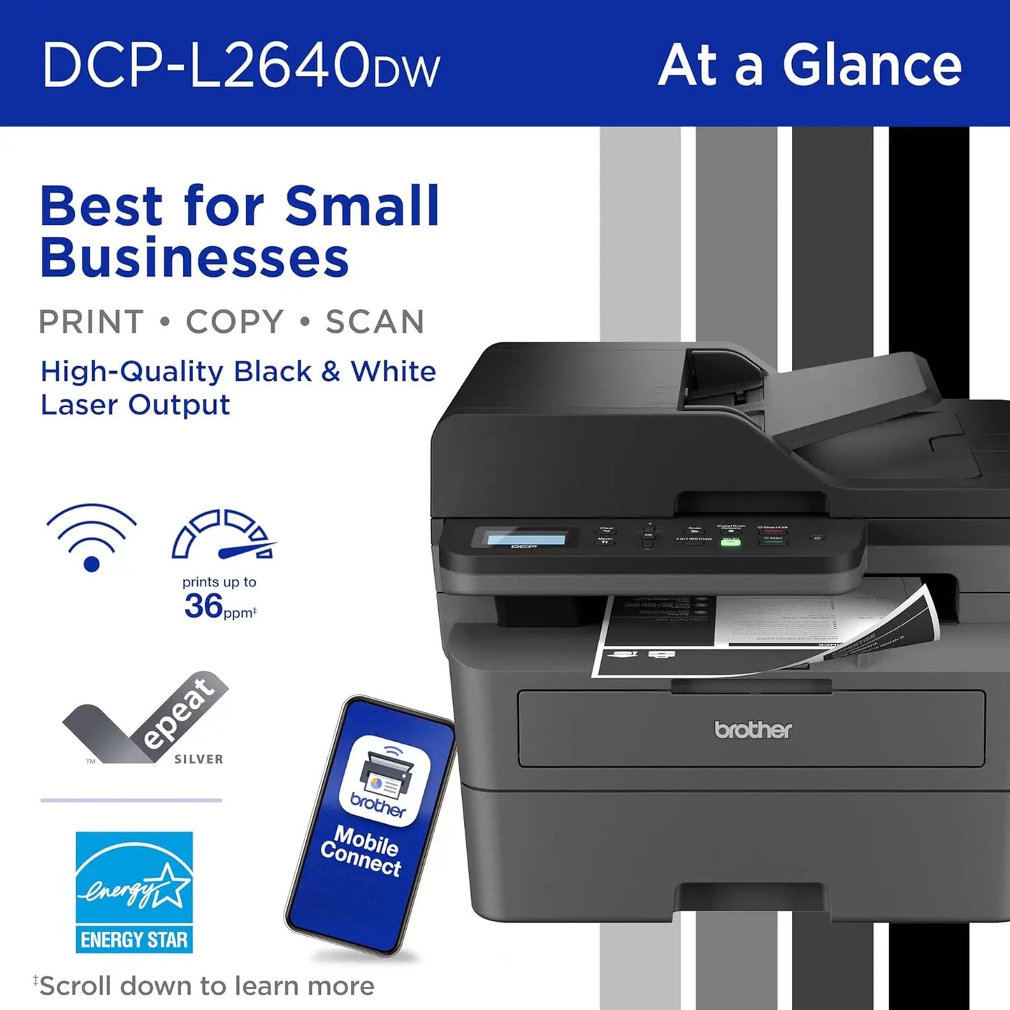 XMSJ DCP L2640DW Wireless Monochrome Multifunction Printer With Copying Scanning