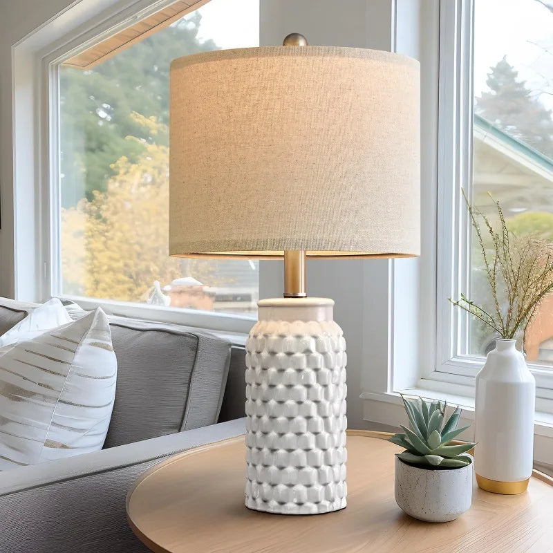 Modern Ceramic Bedside Lamp Set For Bedroom And Living Room