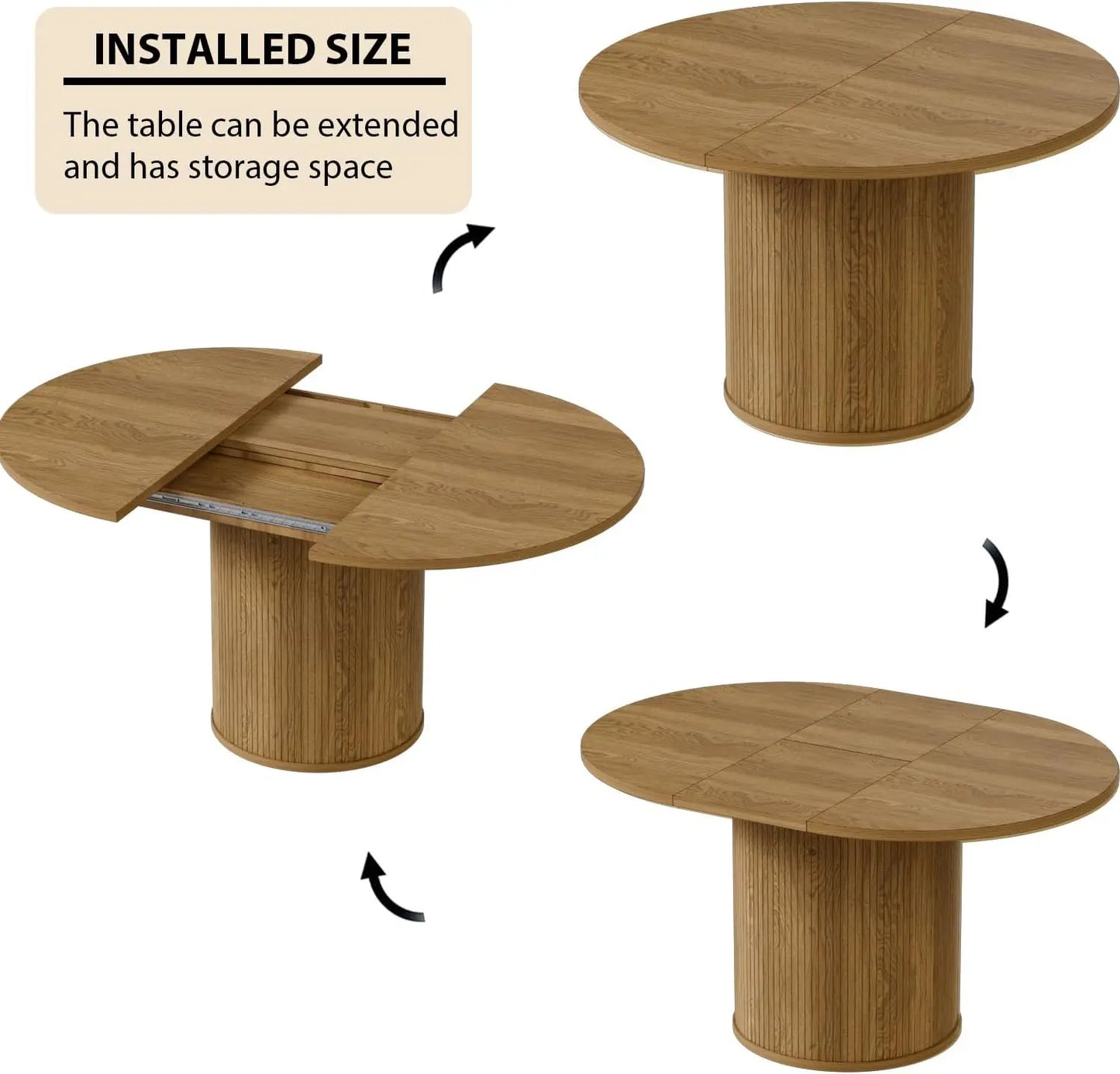 XMSJ Extendable Round Dining Table For 4 Modern Farmhouse