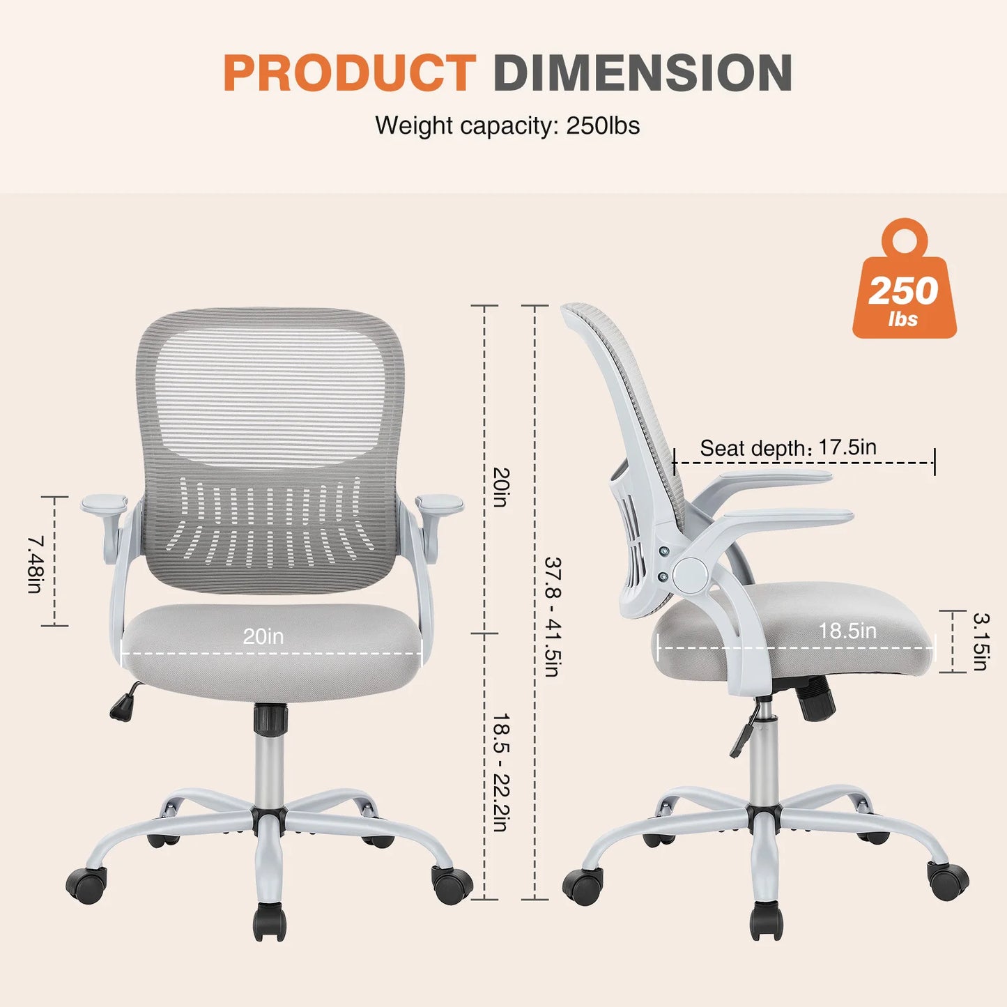 Angie's Home Store Ergonomic Mesh Office Chair With Adjustable Height