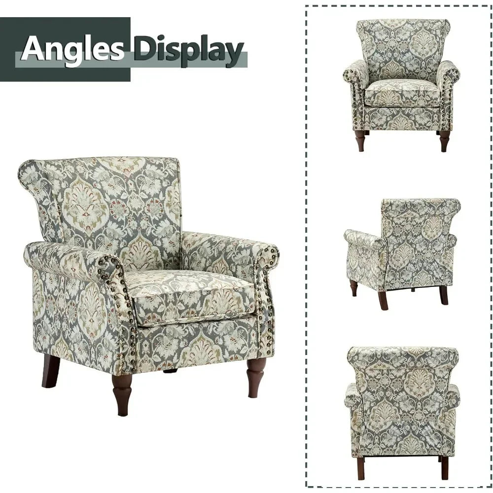 Modern Wingback Accent Chair With Wood Legs And Nailhead Trim
