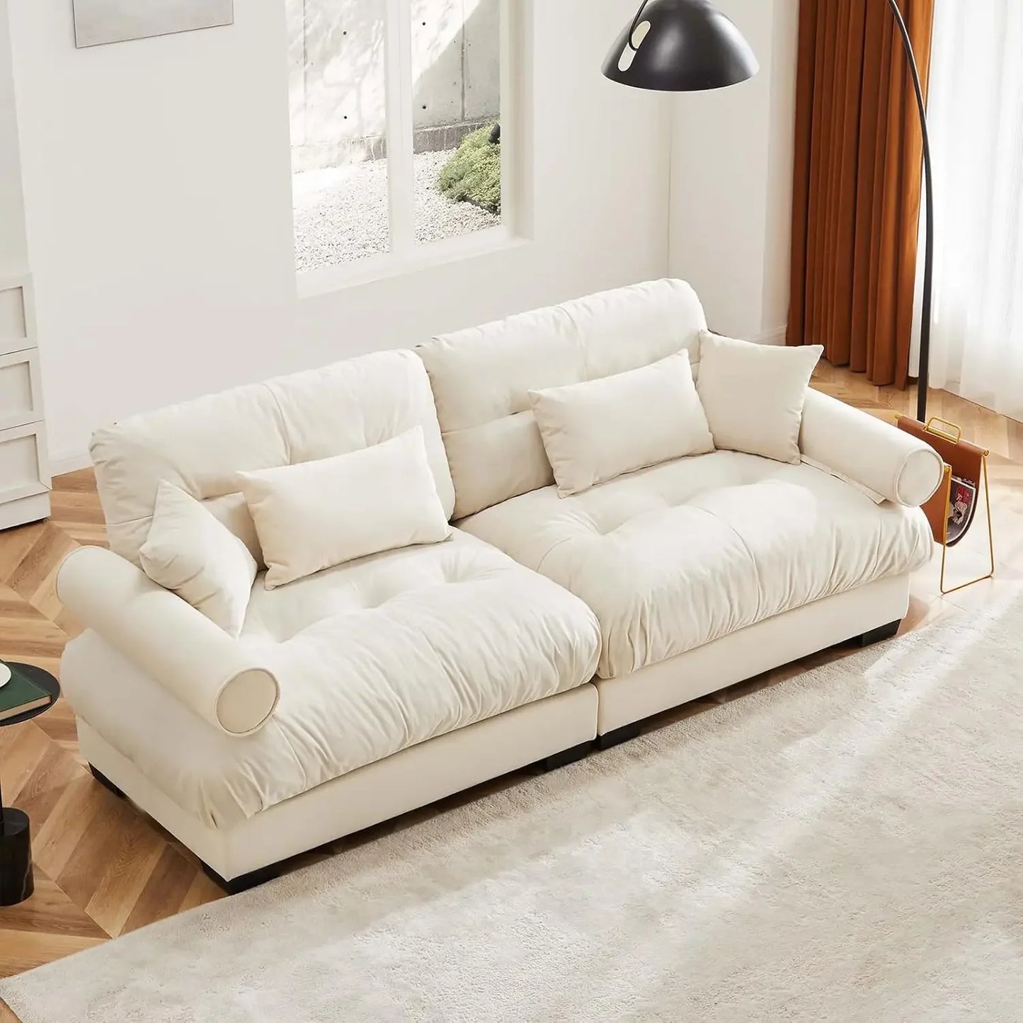 HUANZHUANG Velvet Modular Loveseat Sofa for Living Room