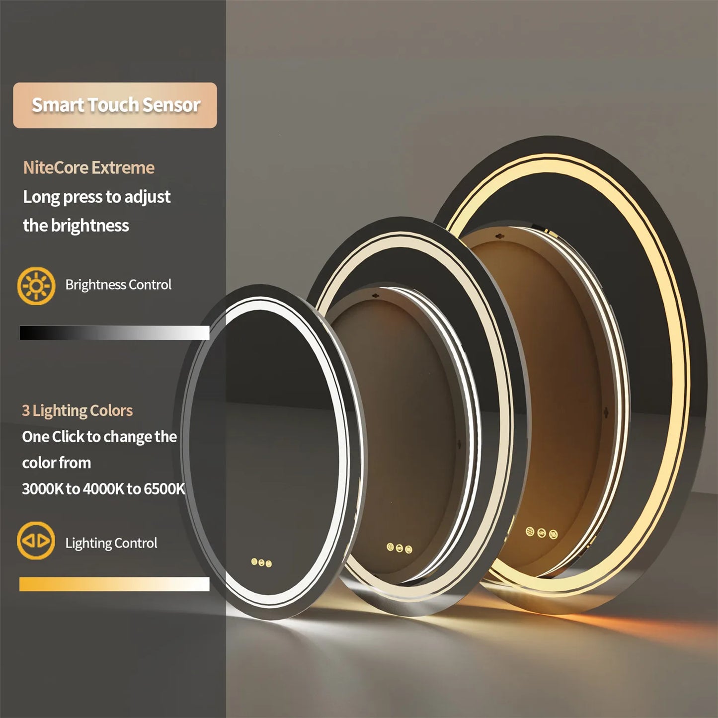 Wisfor Oval LED Dimmable Wall Mounted Makeup Mirror With Demist