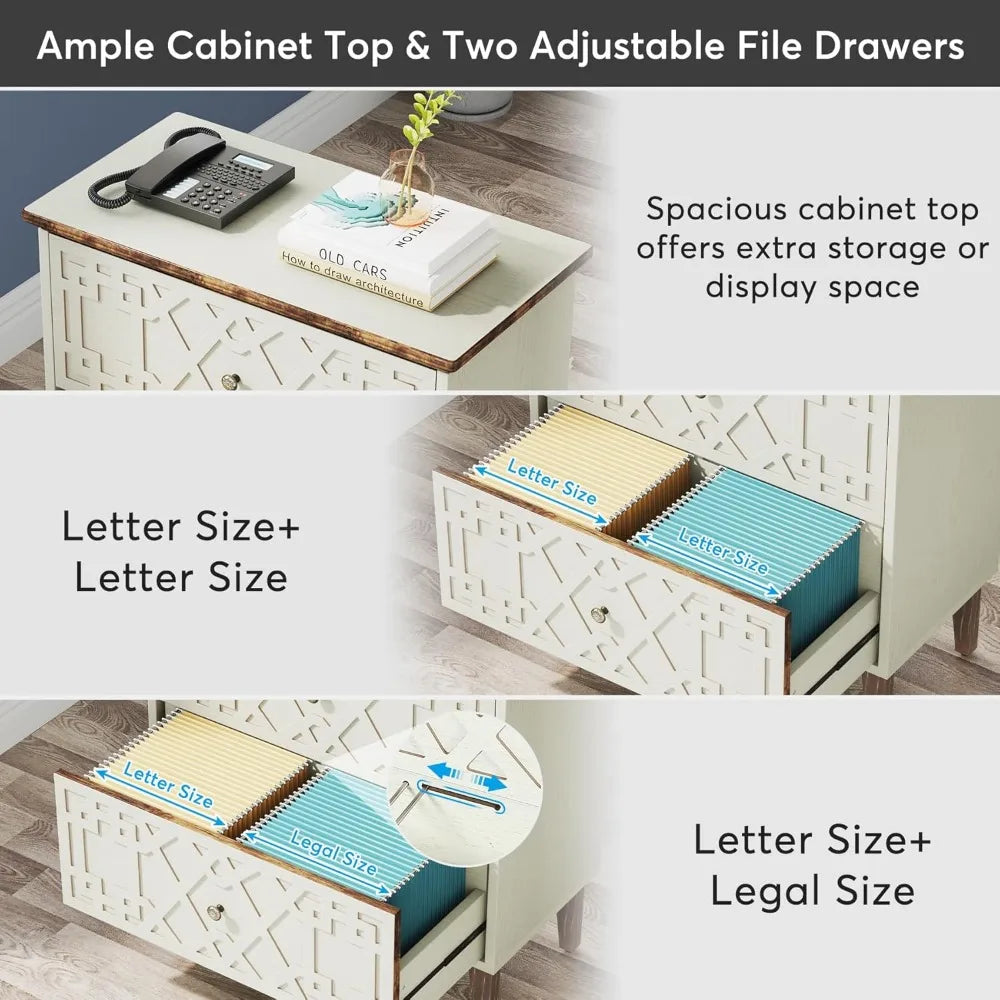 2 Drawer Lateral File Cabinet For Office Filing A4 Letter Legal