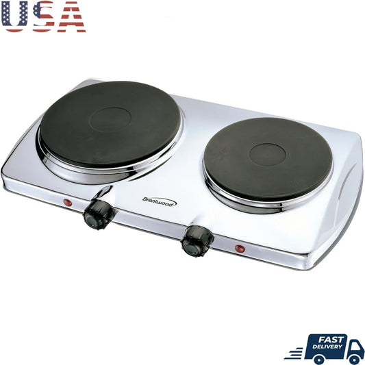 XMSJ Electric Double Burner Hot Plate 1440W Temperature