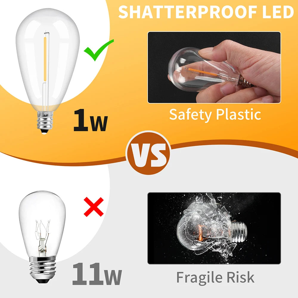 Burhui LED Outdoor Garden Light String 2 Pack Festoon Lights for Weddings