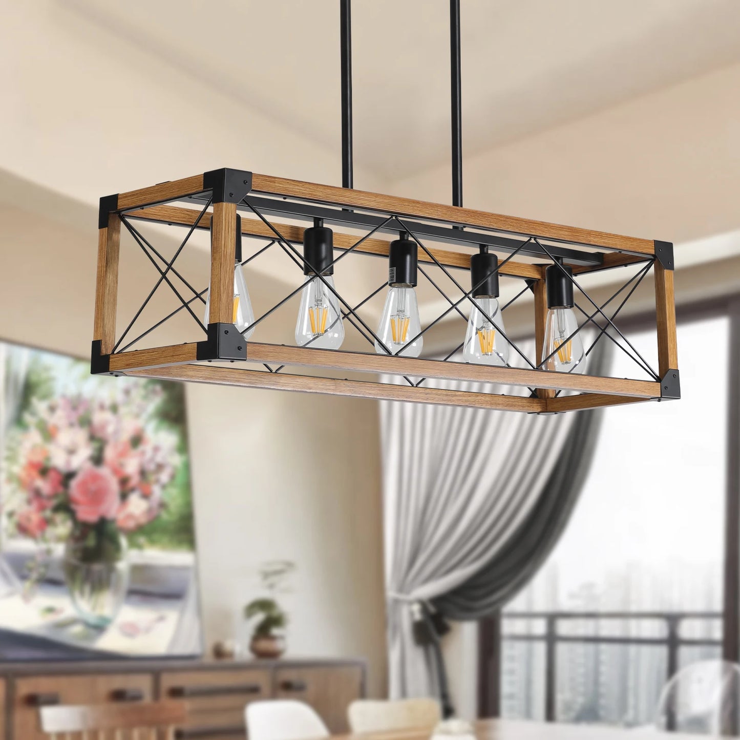 ARLGSITE Industrial Farmhouse Pendant Light 5-Light E26 Chandelier